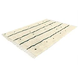 Tapis shaggy - Leora Natural Cotton Shaggy (beige/vert)