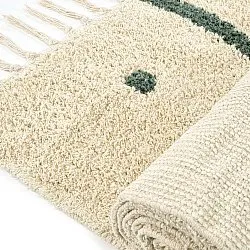 Tapis shaggy - Leora Natural Cotton Shaggy (beige/vert)
