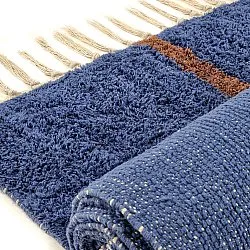 Tapis à poils longs - Leora Natural Cotton Shaggy (bleu/marron)