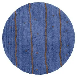 Tapis rond - Leora Natural Cotton Shaggy (bleu/marron)