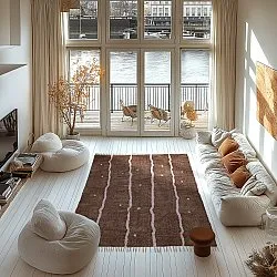 Tapis shaggy - Leora Natural Cotton Shaggy (marron/violet)