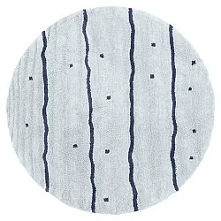 Tapis rond - Leora Natural Cotton Shaggy (gris/bleu)