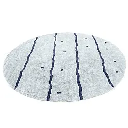 Tapis rond - Leora Natural Cotton Shaggy (gris/bleu)