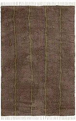 Tapis shaggy - Leora Natural Cotton Shaggy (marron/vert olive)