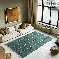 Tapis à poils longs - Leora Natural Cotton Shaggy (vert)