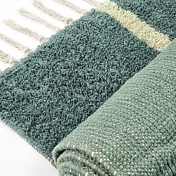 Tapis à poils longs - Leora Natural Cotton Shaggy (vert)