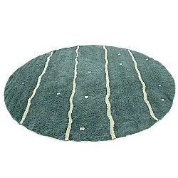 Tapis rond - Leora Natural Cotton Shaggy (vert)