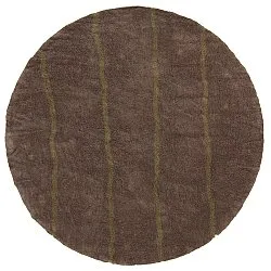 Tapis rond - Leora Natural Cotton Shaggy (marron/vert olive)