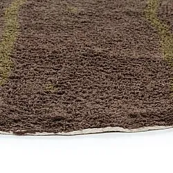 Tapis rond - Leora Natural Cotton Shaggy (marron/vert olive)