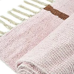 Tapis à poils longs - Leora Natural Cotton Shaggy (rose/marron)