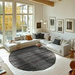 Tapis rond - Leora Natural Cotton Shaggy (noir/marron)