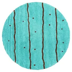 Tapis rond - Leora Natural Cotton Shaggy (turquoise/marron)