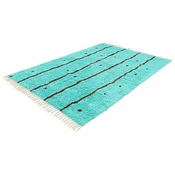 Tapis à poils longs - Leora Natural Cotton Shaggy (turquoise/marron)