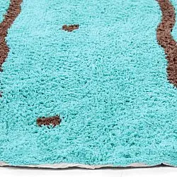 Tapis rond - Leora Natural Cotton Shaggy (turquoise/marron)