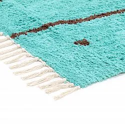 Tapis à poils longs - Leora Natural Cotton Shaggy (turquoise/marron)