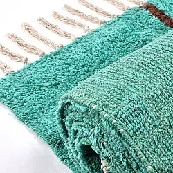 Tapis à poils longs - Leora Natural Cotton Shaggy (turquoise/marron)