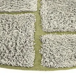Tapis rond - Lindley Natural Cotton Shaggy (siva/zelena)