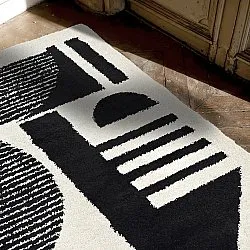 Tapis à poils longs - Maron (noir/blanc)