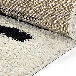 Tapis à poils longs - Maron (noir/blanc)
