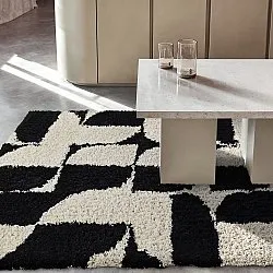 Tapis shaggy - Marvao Natural Cotton Shaggy (blanc cassé/noir)