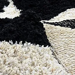 Tapis shaggy - Marvao Natural Cotton Shaggy (blanc cassé/noir)