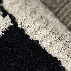 Tapis shaggy - Marvao Natural Cotton Shaggy (blanc cassé/noir)