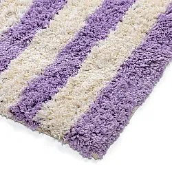 Tapis shaggy - Thira Stripe Cotton Shaggy (crème/violet clair)