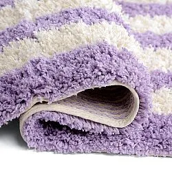 Tapis shaggy - Thira Stripe Cotton Shaggy (crème/violet clair)