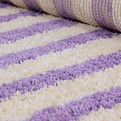 Tapis shaggy - Thira Stripe Cotton Shaggy (crème/violet clair)