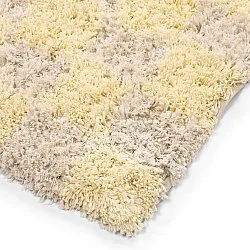 Tapis shaggy - Methoni Check Cotton Shaggy (crème/jaune clair)
