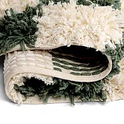 Tapis rond - Methoni Check Cotton Shaggy (crème/vert)