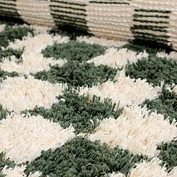 Tapis rond - Methoni Check Cotton Shaggy (crème/vert)