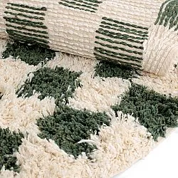 Tapis rond - Methoni Check Cotton Shaggy (crème/vert)