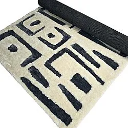 Tapis moelleux - Palmyra (blanc/bleu marine)