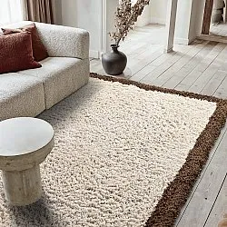 Tapis shaggy - Sagres Natural Cotton Shaggy (blanc cassé/marron)