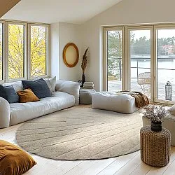 Tapis rond - Sivia Natural Cotton Shaggy (beige)