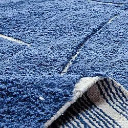 Tapis rond - Sivia Natural Cotton Shaggy (bleu)