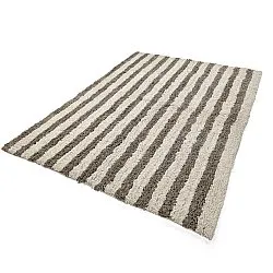 Tapis shaggy - Thira Stripe Cotton Shaggy (crème/taupe)