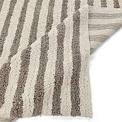Tapis shaggy - Thira Stripe Cotton Shaggy (crème/taupe)