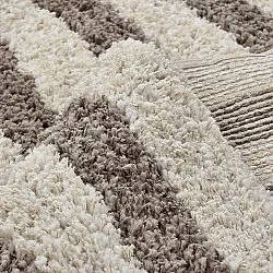 Tapis shaggy - Thira Stripe Cotton Shaggy (crème/taupe)