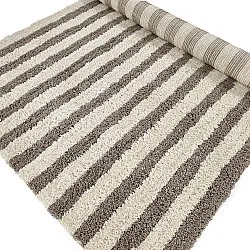 Tapis shaggy - Thira Stripe Cotton Shaggy (crème/taupe)