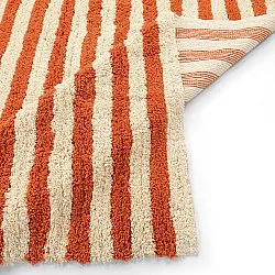 Tapis shaggy - Thira Stripe Cotton Shaggy (jaune clair/orange clair)