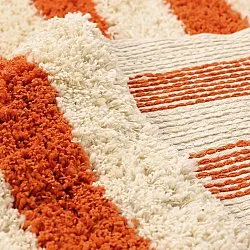 Tapis shaggy - Thira Stripe Cotton Shaggy (jaune clair/orange clair)