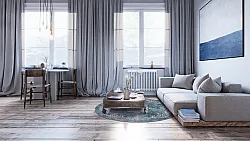 Tapis rond - Santi (bleu/beige)