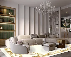 Tapis Wilton - Silea (blanc/doré)