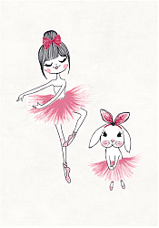 Tapis enfants - Dancing ballerinas (rose)