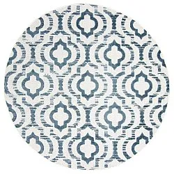 Tapis rond - Intérieur/Extérieur Trenton (blanc/bleu)