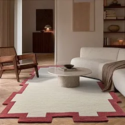 Tapis de laine - Agra Hand Tufted Wool Premium (crème/rouge)