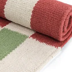 Tapis de laine - Peniche (crème/vert/rouge)
