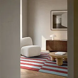 Tapis de laine - Peniche (bleu clair/rouge)